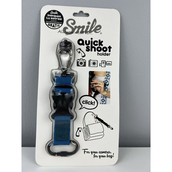 New Camera Strap Quick Shoot Holder Blue SMILE Camera Bag - Picture 1 of 5